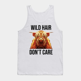 Yak Cow Funny Wild Hair Don't Care Tank Top